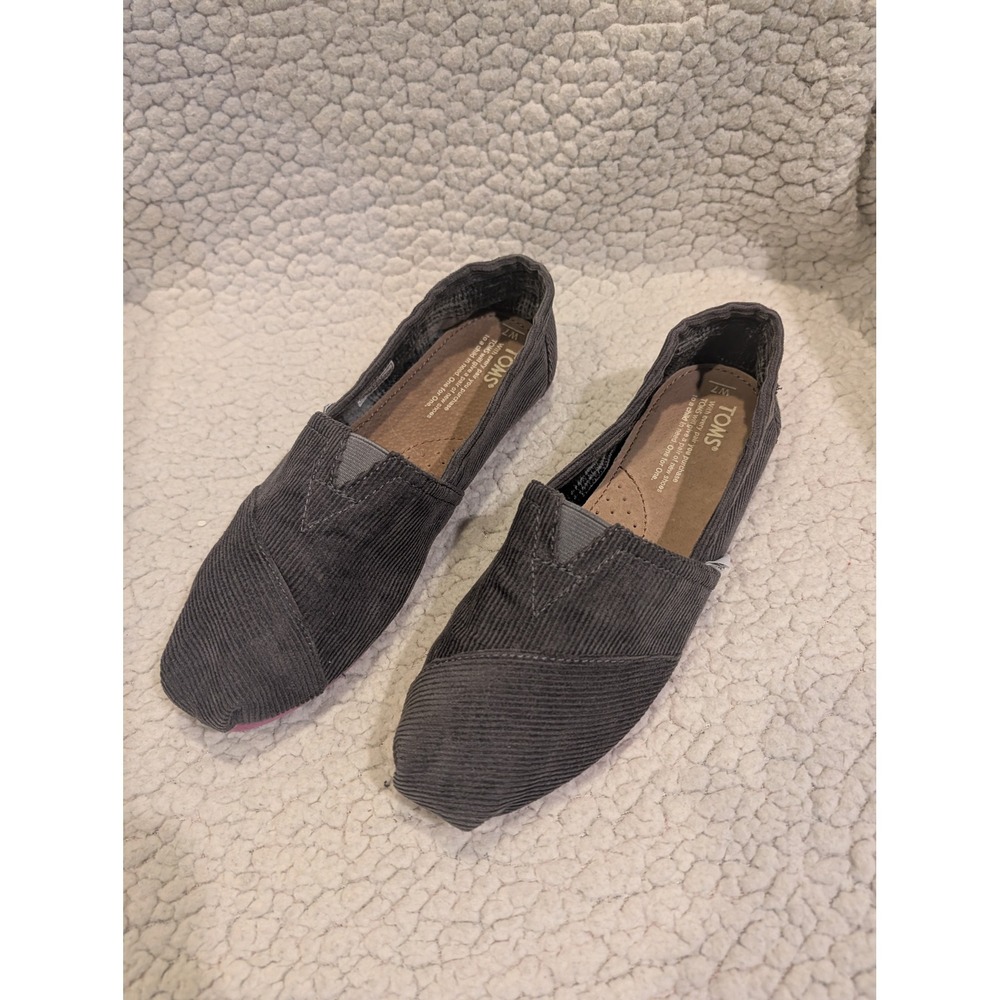 TOMS Alpargata Grey Corduroy Slip On Shoes Pink Sole Womens 7 confirm boho